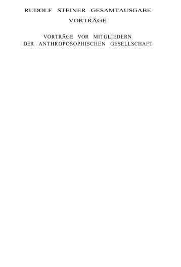 rudolf steiner gesamtausgabe vorträge vorträge vor mitgliedern der ...