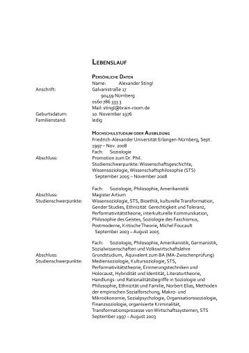 LEBENSLAUF - Alexander I. Stingl - Webs