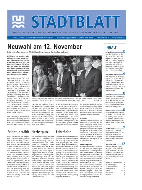 Neuwahl Am 12 November Stadt Heidelberg