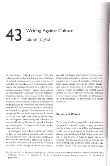 43 Writing Against Culture