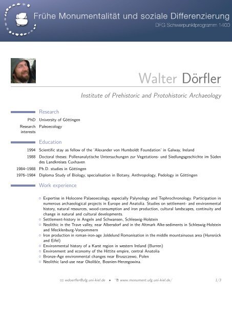 Walter Dörfler – Institute of Prehistoric and Protohistoric Archaeology