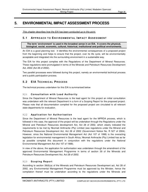 NKOMATI ANTHRACITE (PTY) LIMITED - Sentula Mining