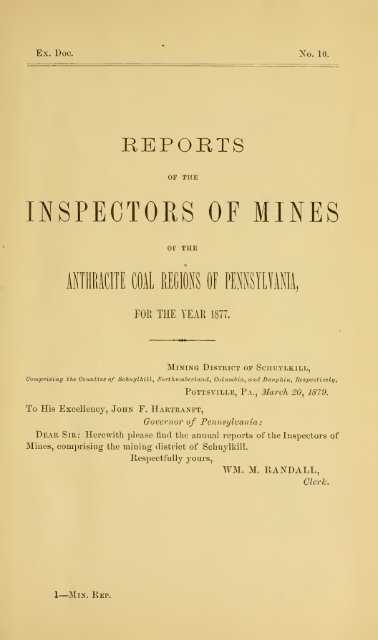 Reports of the Inspectors of Mines of the anthracite coal regions of ...