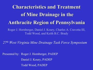 Characteristics & Treatment of Mine Drainage in the Anthracite ...