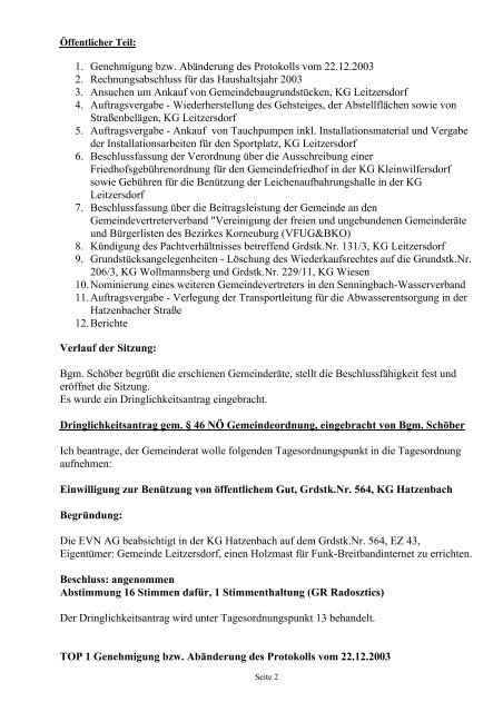 GEMEINDERATES - Gemeinde Leitzersdorf