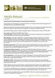 Media release - June 2011 'New SRDC Board members - Sugar ...