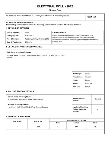 ELECTORAL ROLL - 2012