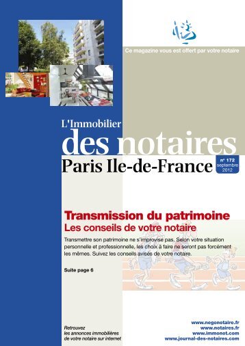 Journal des Notaires "L'Immobilier des Notaires Paris Ile-de-France"