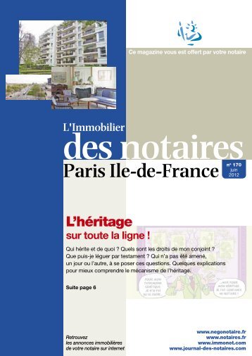 Journal des Notaires "L'Immobilier des Notaires Paris Ile-de-France"