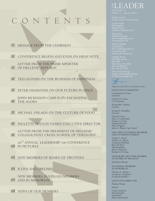 volume xii, issue 1 - spring 2011 - Leadership 100