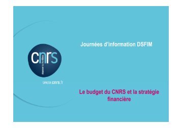 Budget - journées DSFIM [Mode de compatibilité] - CNRS