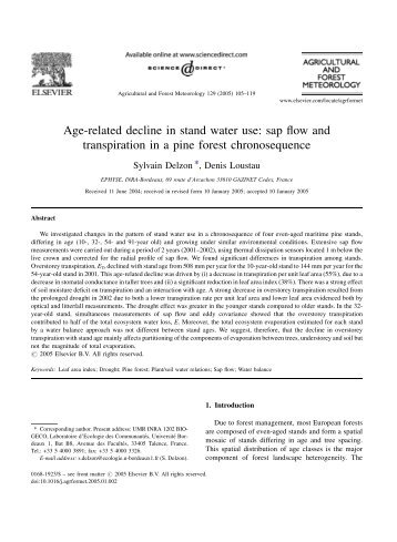 Age-related decline in stand water use: sap flow ... - Sylvain Delzon