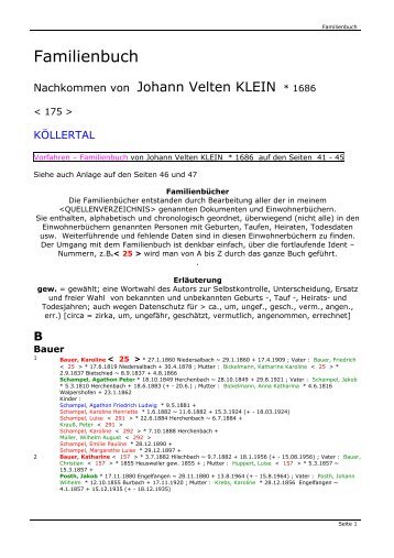 B - Saar-Genealogie-Klein