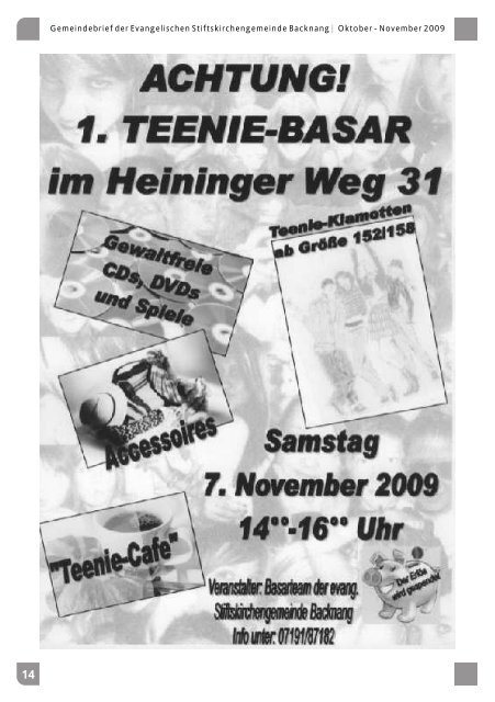 Oktober - November 2009 - Evangelische Stiftskirchengemeinde ...