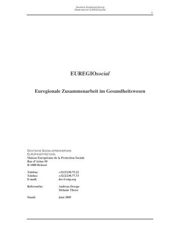 EUREGIOsocial - Euregionale Zusammenarbeit im Gesundheitswesen