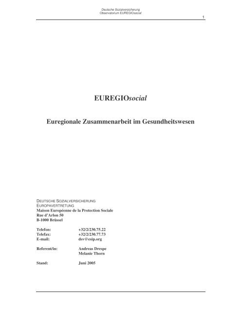 EUREGIOsocial - Euregionale Zusammenarbeit im Gesundheitswesen