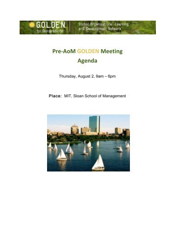 Pre-‐AoM GOLDEN Meeting Agenda - GOLDEN for Sustainability