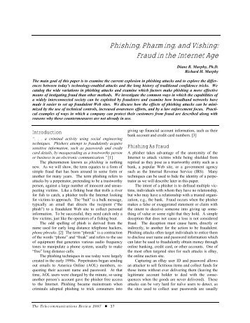 Phishing, Pharming, and Vishing: Fraud in the Internet Age - Noblis