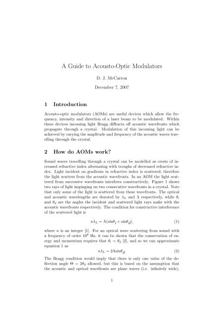 A Guide to Acousto-Optic Modulators