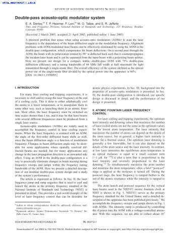 Double-pass acousto-optic modulator system - National Institute of ...