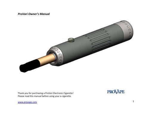 ProVari Owner's Manual - ProVape E-Cigarettes