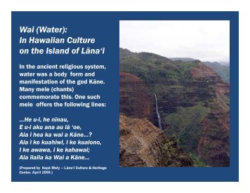 (Water): In Hawaiian Culture on the Island - Lanai Culture ...