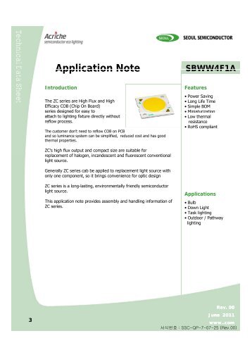 SBWW4F1A Application note - Seoul Semiconductor