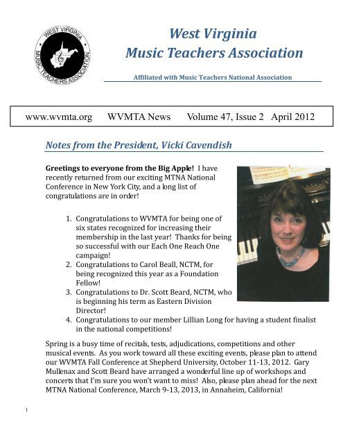 April 2012 - West Virginia Music Teachers Association