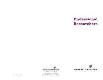 Professional Researchers - Library of Virginia