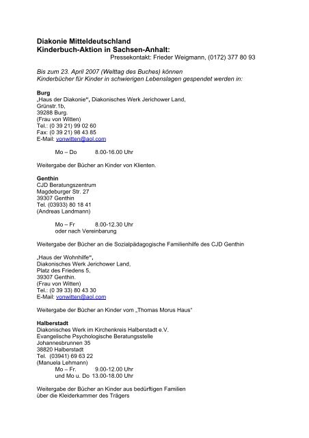 Kinderbuchaktion In Sachsen Anhalt Vor Ort Diakonie