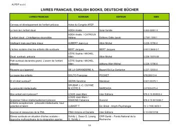 LIVRES FRANCAIS, ENGLISH BOOKS, DEUTSCHE BÜCHER - alpeip