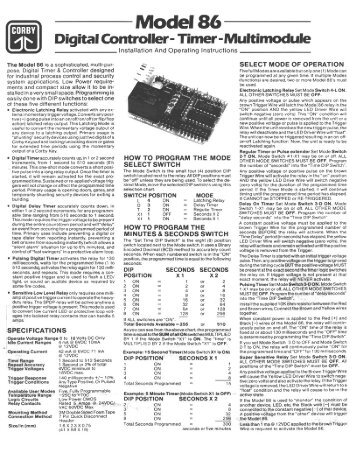 Corby Industries - Model 86 Timer Relay - Corby Industries Inc.