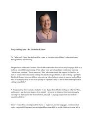 Program biography - Dr. Catherine E. Snow Dr. Catherine E. Snow ...