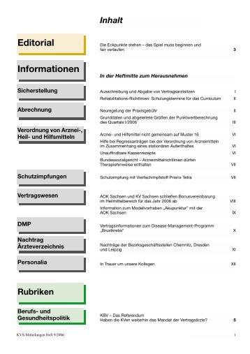 Editorial Informationen - Kassenärztliche Vereinigung Sachsen