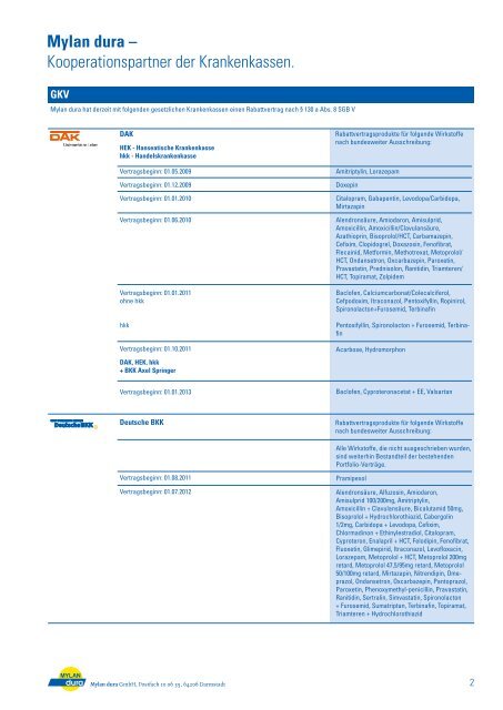 Mylan dura – Kooperationspartner der ... - Mylan dura GmbH