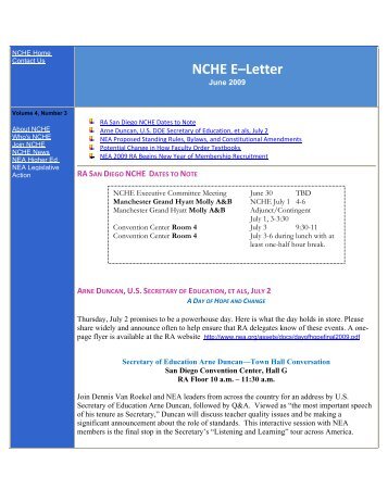 NCHE E–Letter - NEA