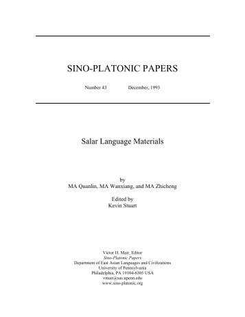Salar Language Materials - Sino-Platonic Papers