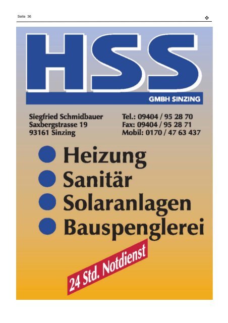 Mitteilungsblatt der Gemeinde Sinzing - Landkreis Regensburg