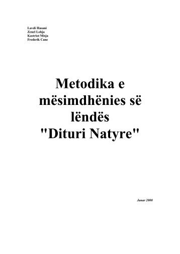 Metodika e mësimdhënies së lëndës "Dituri Natyre"