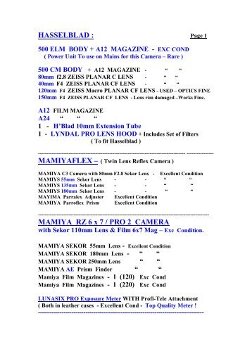 500 ELM BODY + A12 MAGAZINE – EXC COND - Ards Camera Club