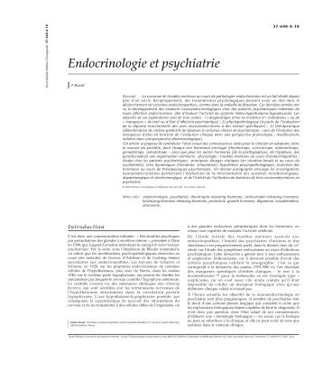 Endocrinologie et psychiatrie - Psychologie - M. Fouchey