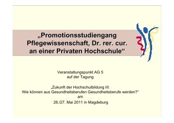 „Promotionsstudiengang Pflegewissenschaft, Dr. rer. cur. an einer ...