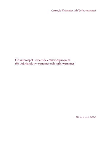 Grundprospekt Warranter och Turbowarranter 2010 - Carnegie