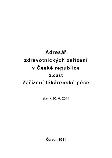 Adresář zařízení lékárenské péče 2011 - Ústav zdravotnických ...