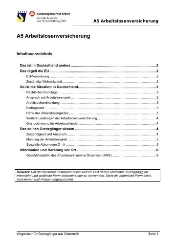 A5 Arbeitslosenversicherung