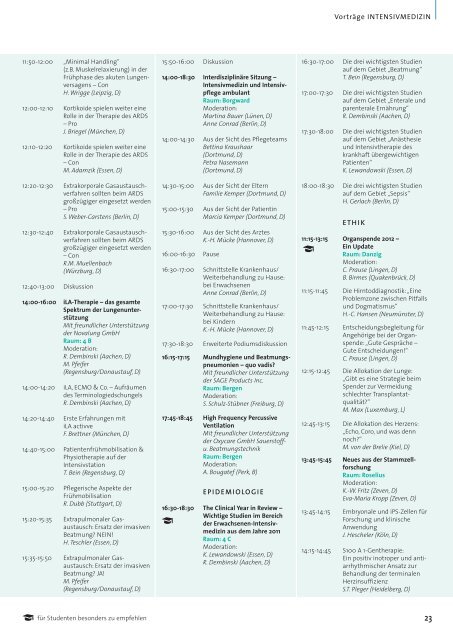 Hauptprogramm 2012 - Symposium Intensivmedizin + Intensivpflege