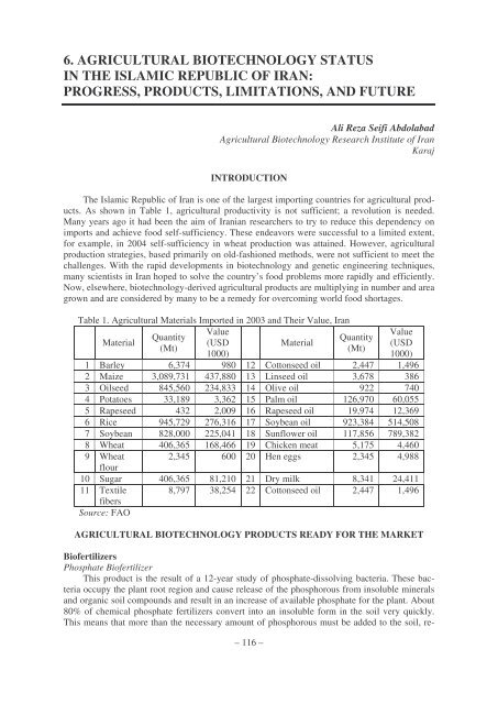 Business Potential for Agricultural Biotechnology - Asian Productivity ...