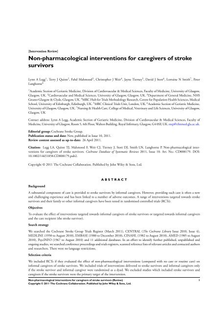 Non-pharmacological interventions for caregivers ... - Update Software