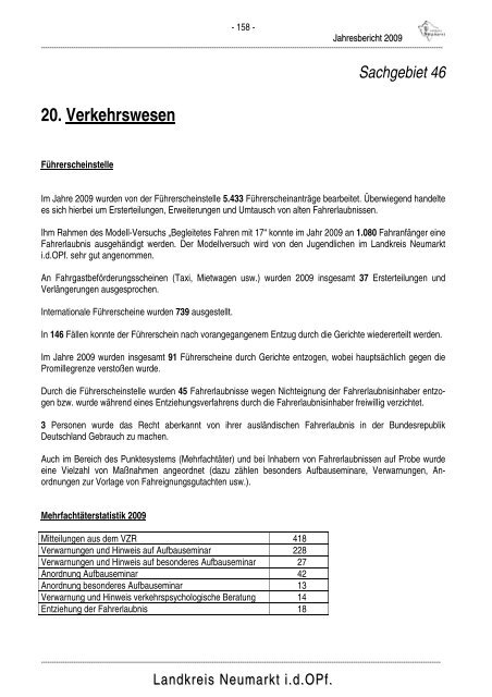 Jahresbericht 2009 - Landkreis Neumarkt