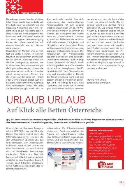 MAGAZIN - Privatvermieter Verband Tirol